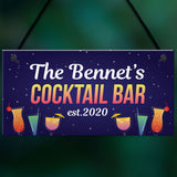 Personalised Cocktail Bar Plaques Home Bar Decor Signs Garden