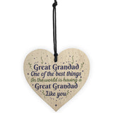 Great Grandad Grandfather Gift Wooden Heart Keepsake Gift