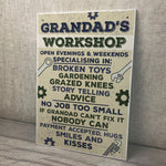 Grandad's Workshop Hanging Wall Plaque Man Cave Den Shed Sign