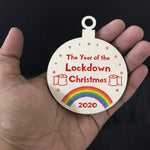 Lockdown Wood Bauble For Christmas Tree Rainbow Quarantine