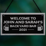 Backyard Bar Sign Personalised Hanging Door Sign For Man Cave