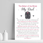 Father of the Bride Personalised Print Wedding Gift Poem Gift