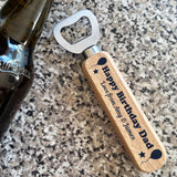 Quirky Dad Birthday Gift Wooden Bottle Opener Personalised Gift