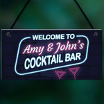 Novelty Cocktail Bar Sign NEON EFFECT Personalised Home Bar