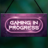 GAMING IN PROGRESS Pink Gaming Sign Neon Girls Bedroom Sign