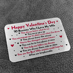 Valentines Day Gift Metal Card For Wallet Gift For Wife Keepsake