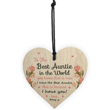 Novelty Best Auntie Gift Personalised Wooden Heart Birthday Xmas