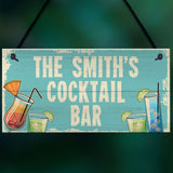 Personalised Cocktail Home Bar Sign Novelty Alcohol Gifts Garden