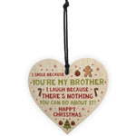 Novelty Brother Christmas Gift Wooden Heart Quirky Brother Gifts