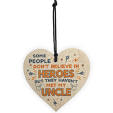 SUPERHERO UNCLE Birthday Christmas Gift Wooden Heart Plaque