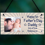 1st Fathers Day Gift For Dad Personalised Hanging Plaque New Dad