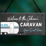 Personalised Caravan Sign For Family Hanging Door Sign