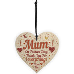 Fathers Day Card For Mum Novelty Wooden Heart Gift For Mum