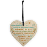 Special Grandad Poem Wood Heart Grandad Birthday Christmas Gift