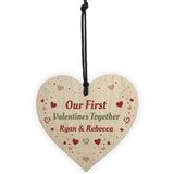 Our First Valentines Gift Wooden Heart Boyfriend Girlfriend Gift