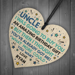 Superhero UNCLE Birthday Gifts Personalised Wooden Heart Gift