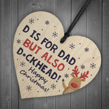 Funny DAD Gift For Christmas Wood Heart Rude Dad Gift