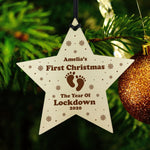 Baby's First Christmas Personalised Bauble Tree Decoration Wood