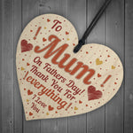 Fathers Day Card For Mum Novelty Wooden Heart Gift For Mum