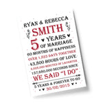 Couple 5th Wedding Anniversary Gift Personalised Print