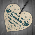 Funny Christmas Bubble Gift Wooden Heart Christmas Bauble