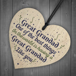 Great Grandad Grandfather Gift Wooden Heart Keepsake Gift