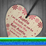 Special Gift For Auntie Sister Wooden Heart Auntie Birthday