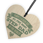 Fathers Day Best Step Dad Father Hanging Wood Heart Gift For Him
