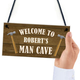 Man Cave Sign Wood Effect Bar Shed Garden Plaque Personalised