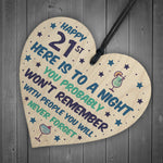 21st Birthday Gift Funny Wooden Hanging Heart Decoration 21 Sign