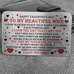 Valentines Day Gift For Wife Wallet Card Insert Gift For Her