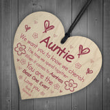 Personalised Wooden Heart Gift For Auntie Novelty Mothers Day