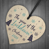 Lockdown Christmas Tree Decoration Wood Heart Memory Plaque