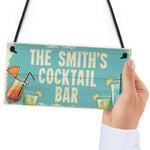 Personalised Cocktail Home Bar Sign Novelty Alcohol Gifts Garden