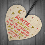 Novelty Gift For Auntie Birthday Christmas Wood Heart Thank You