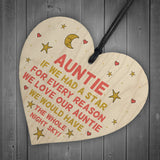 Novelty Gift For Auntie Birthday Christmas Wood Heart Thank You