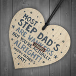 Funny Rude Fathers Day Gift For Step Dad Novelty Wooden Hear