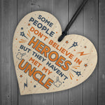 SUPERHERO UNCLE Birthday Christmas Gift Wooden Heart Plaque