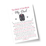 Father of the Bride Personalised Print Wedding Gift Poem Gift