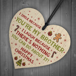 Novelty Brother Christmas Gift Wooden Heart Quirky Brother Gifts