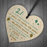 21st Birthday Gift For Daughter Son Wood Heart Twenty One Gift