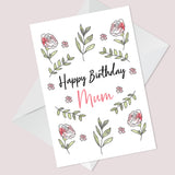 Birthday Card For Mum Floral Design Handmade Card For Her