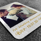 1st Wedding Anniversary Personalised Metal Photo Card Keepsake