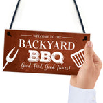 Backyard BBQ Sign Funny Garden Shed Man Cave Sign Gift For Men