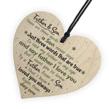 Father And Son Hanging Wooden Heart FATHERS DAY Gift For Him