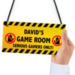 WARNING Sign For Games Room PERSONALISED Man Cave Room