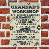 Grandad's Workshop Hanging Wall Plaque Man Cave Den Shed Sign