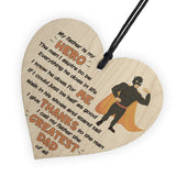 Hero Father Fathers Day Dad Daddy Wooden Hanging Heart Sign