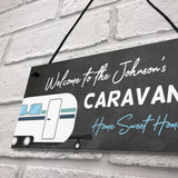 Personalised Caravan Sign For Family Hanging Door Sign