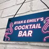 Cocktail Bar Personalised Plaque Neon Effect Sign For Home Bar